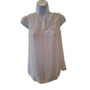 Old Navy Womens Sleeveless Top Large Cream Crochet Lightweight Beach Minimalist